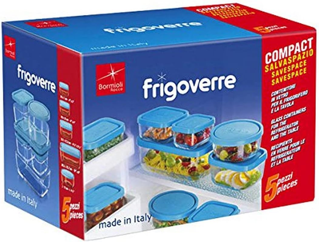 Lot de 5 Boites de conservations en verre, FRIGOVERRE, Bormioli Rocco - Mathon - 1