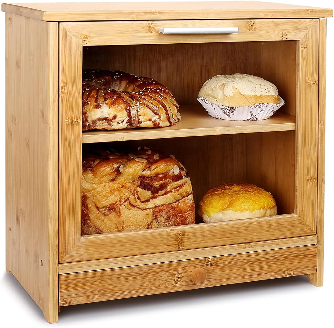 Boîte à Pain en Bambou 2 Couches 40 x 22 x 38 cm Vendos85 - Mathon