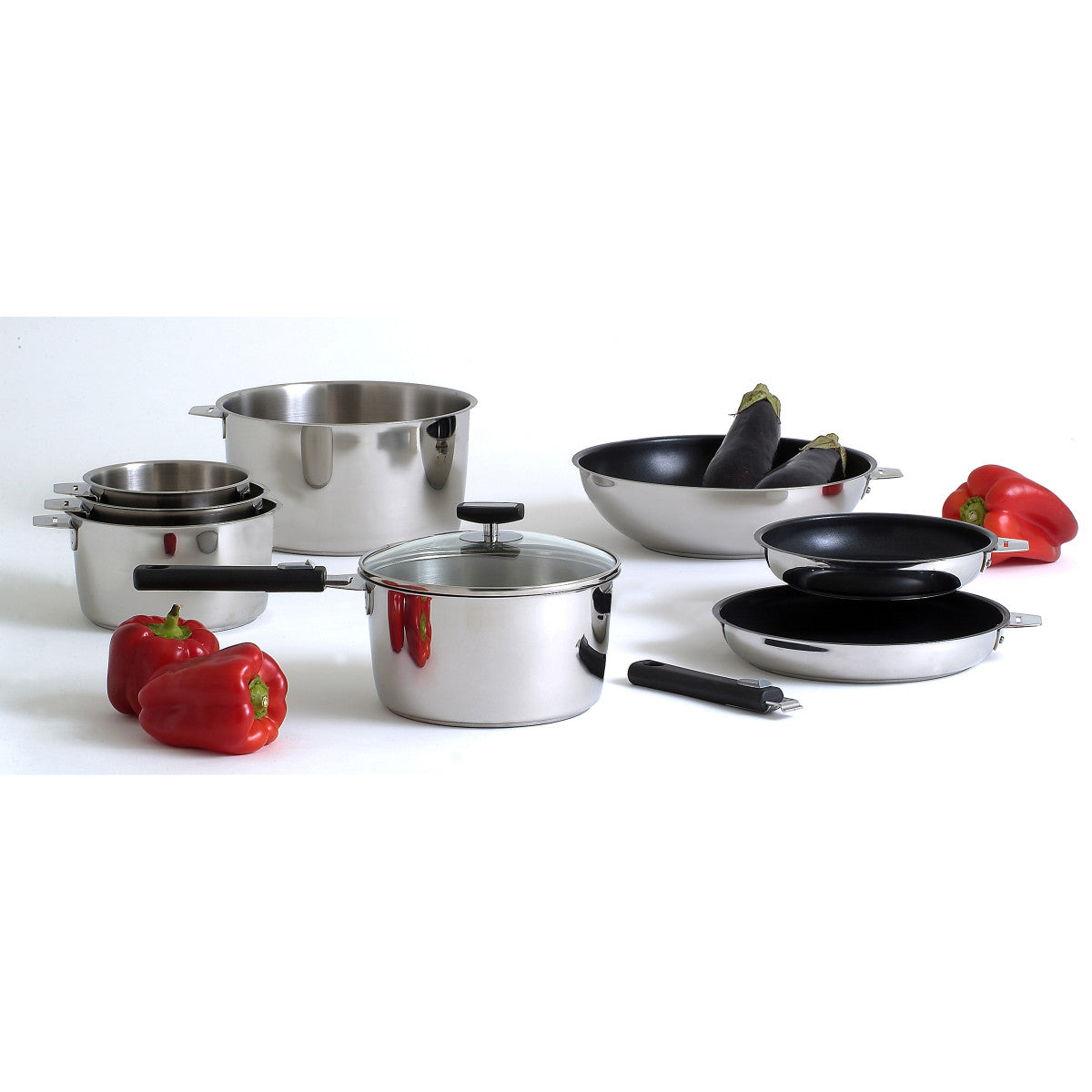 Malice - Série de 3 casseroles 16/18/20cm inox avec poignée noire Cuisinox - Mathon - 5