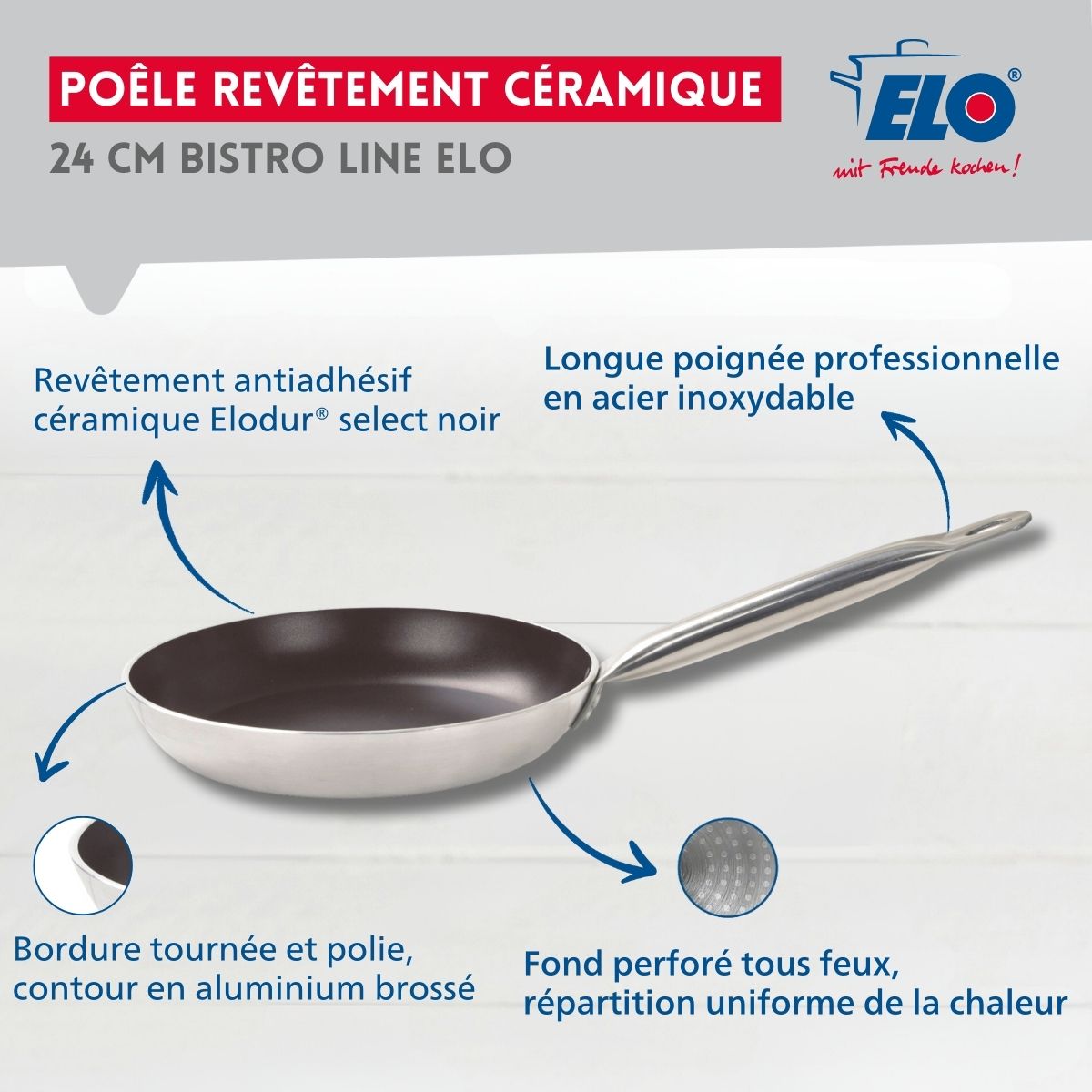 Poêle 24 cm céramique sans PFAS Bistro Line Elo - Mathon - 3