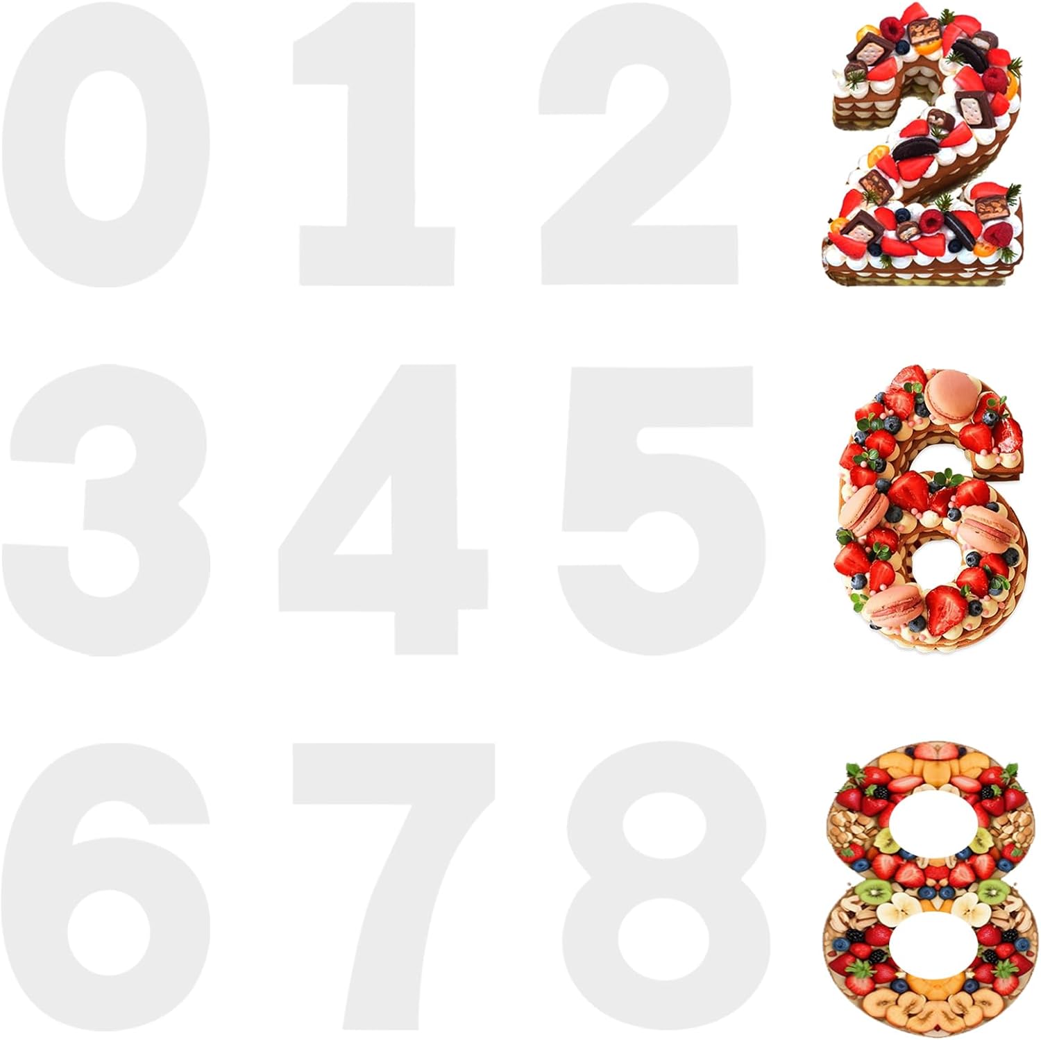 Lot de 9 moules à gâteaux en forme de chiffres de 0-8, 12 pouces Vendos85 - Mathon