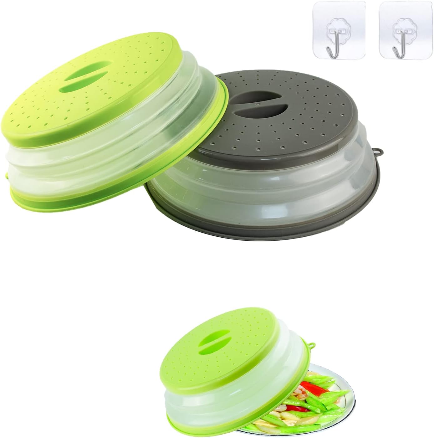 Set de 2 Couvercles Micro onde de 26 cm vert gris Vendos85 - Mathon