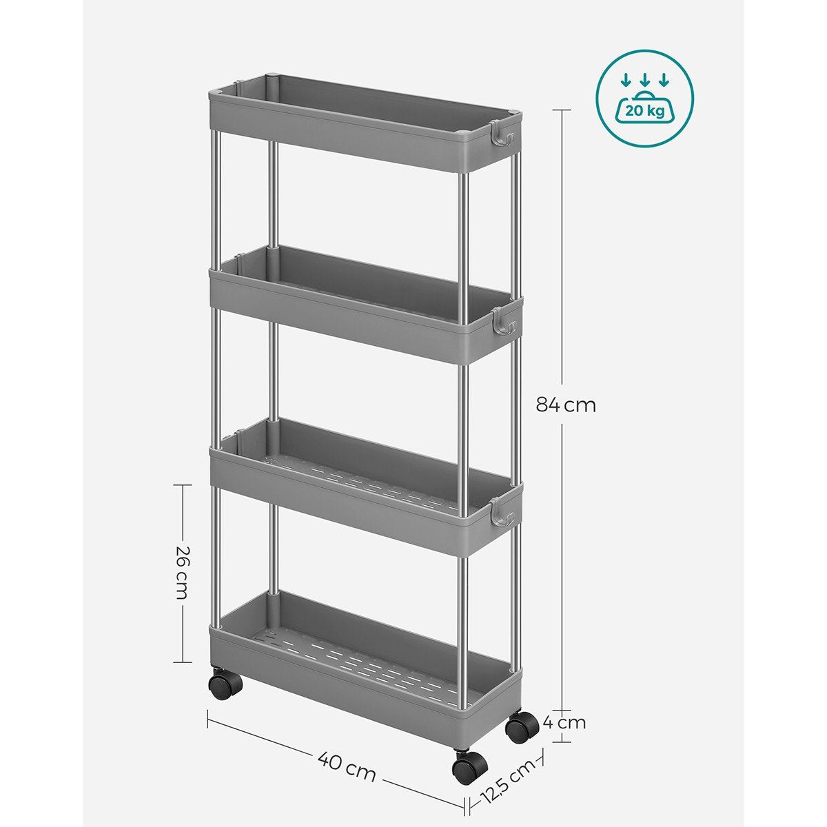 Desserte à roulettes à 4 étages - H88 cm Calicosy - Mathon - 4