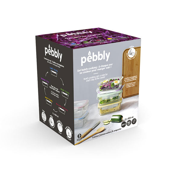 Set de 5 boîtes de conservation en verre borosilicate 850 ml Pebbly - Mathon - 5