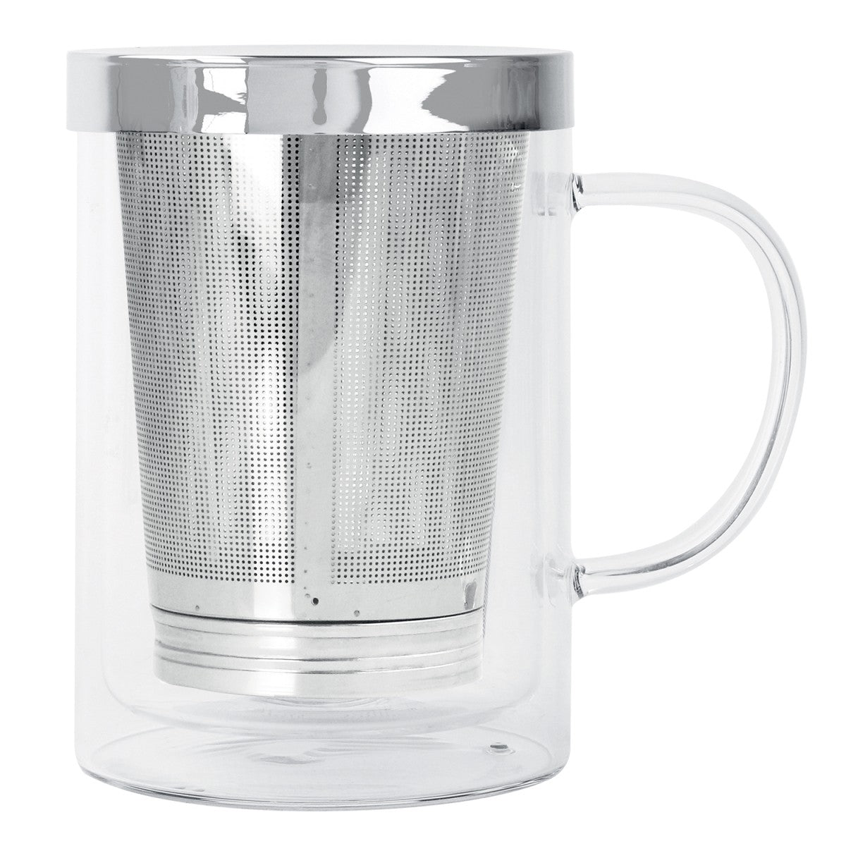 Verbena - mug en verre double paroi avec filtre dévissable et couvercle inox - Verre transparent Cristel - Mathon - 1