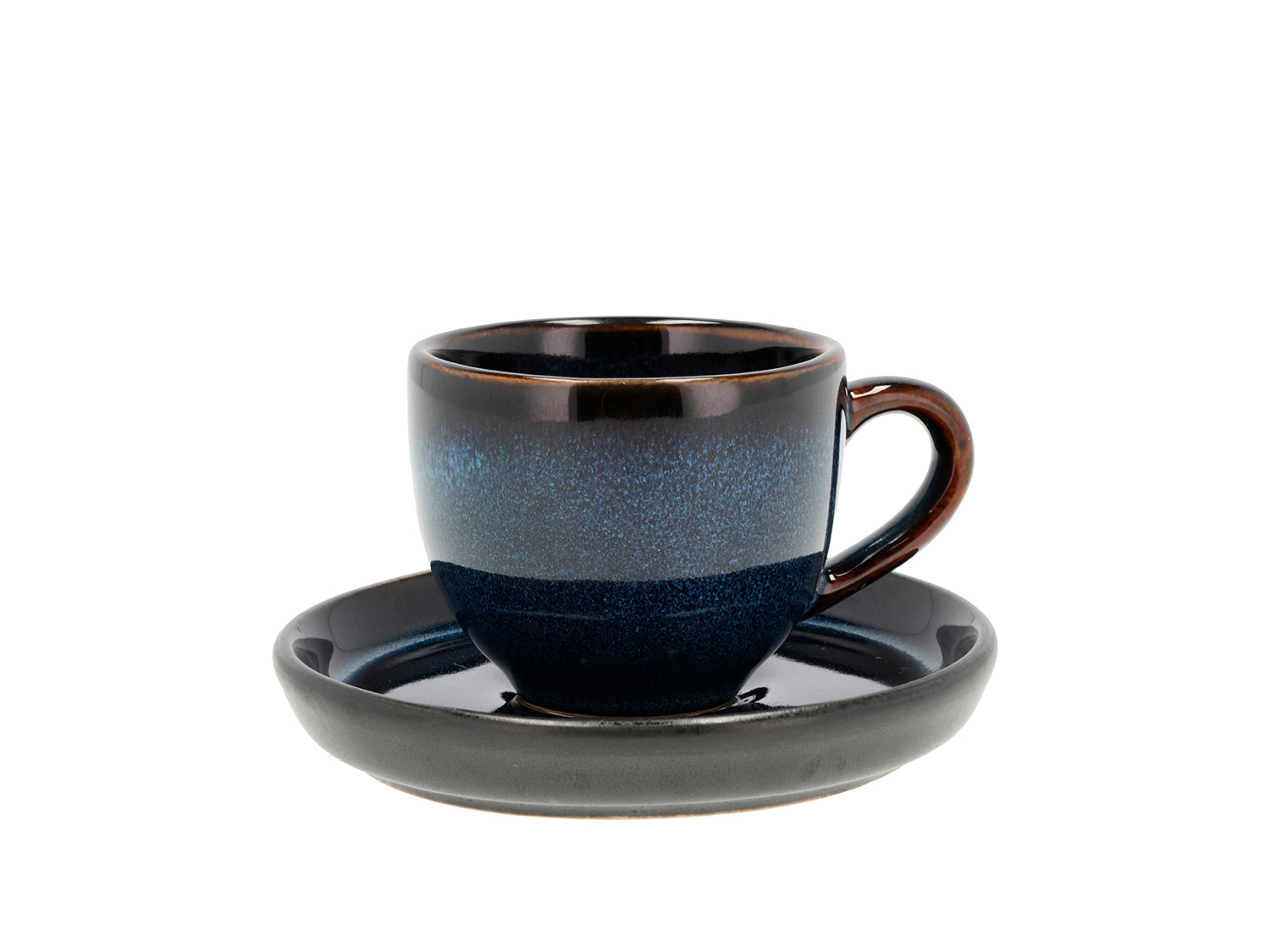 Tasse espresso avec soucoupe GASTRO en grès Bleu foncé/Noir Bitz - Mathon - 1