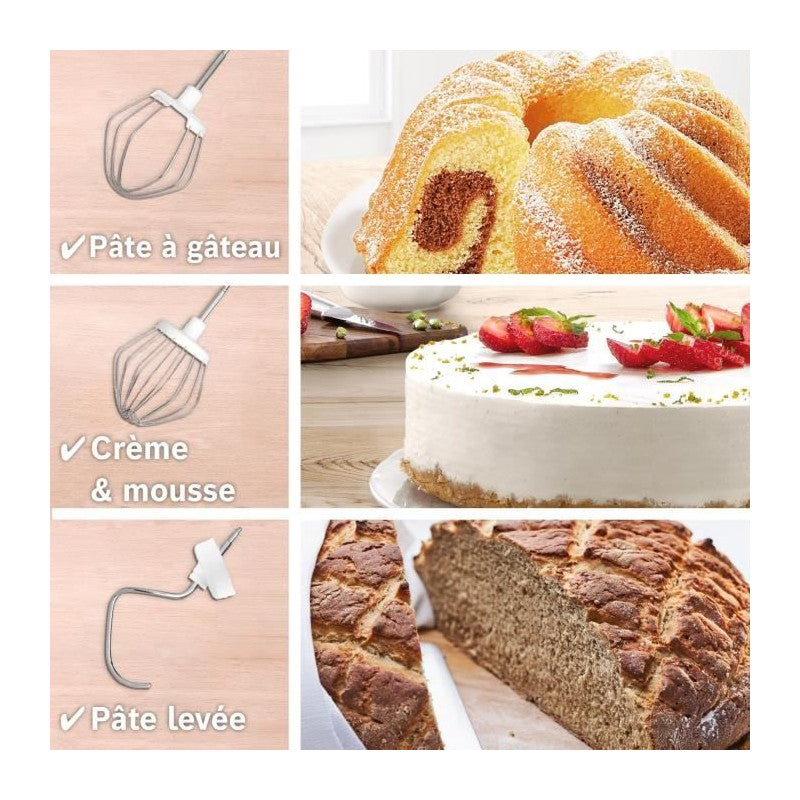 Robot Pâtissier   Serie 2 - 700 W - 4 Vitesses - 3,8 L - 3 Disques - Hachoir A Viande - Blanc Bosch - Mathon - 4