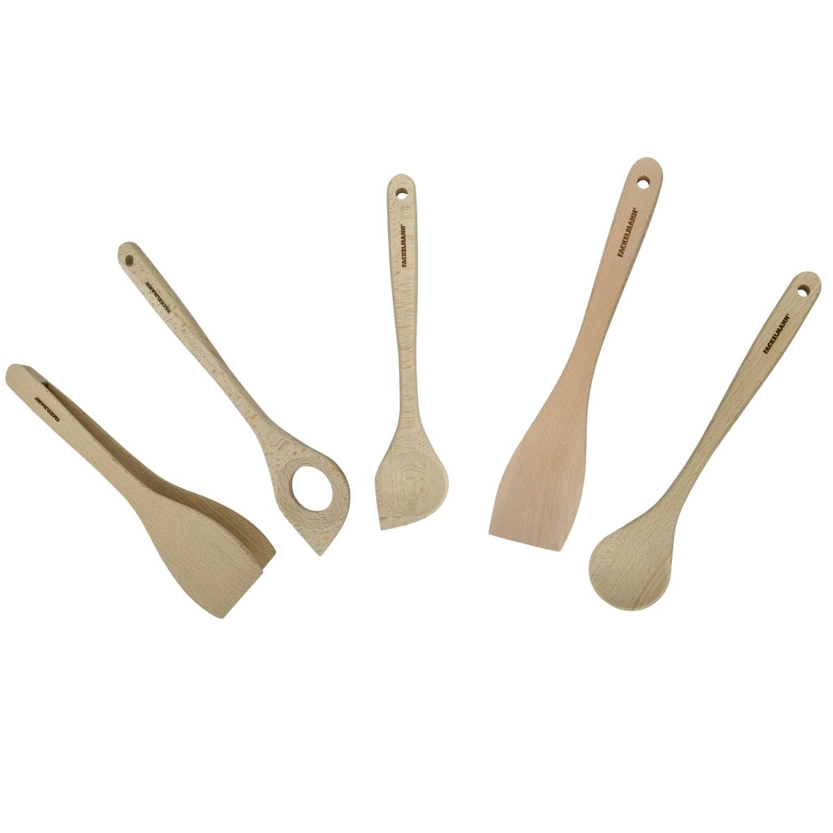 Ensemble de pince, spatule et cuillères en bois FSC  Nature Fackelmann - Mathon - 1