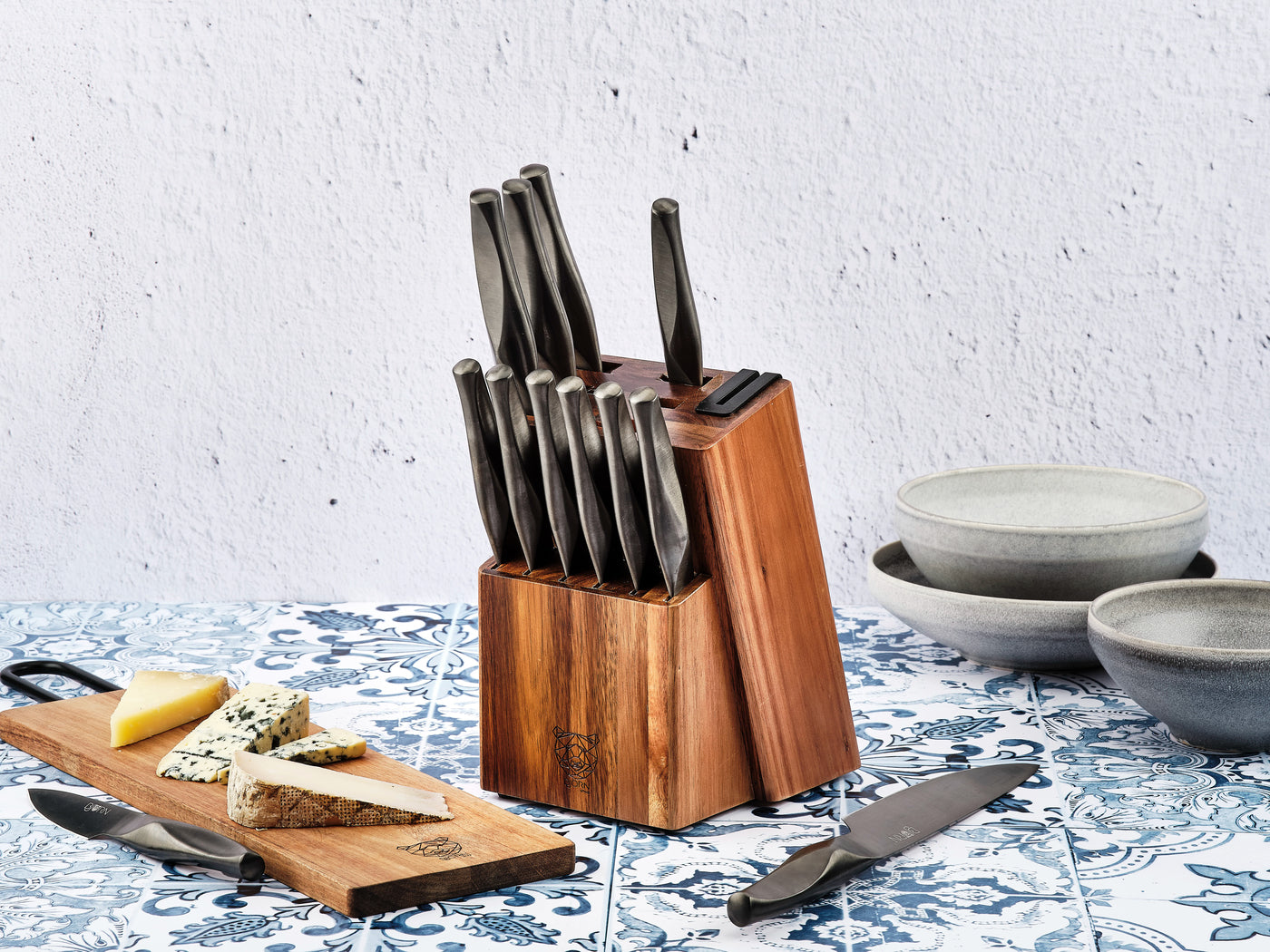 Lot de 14 couteaux de cuisine en inox gris D Björn - Mathon - 2