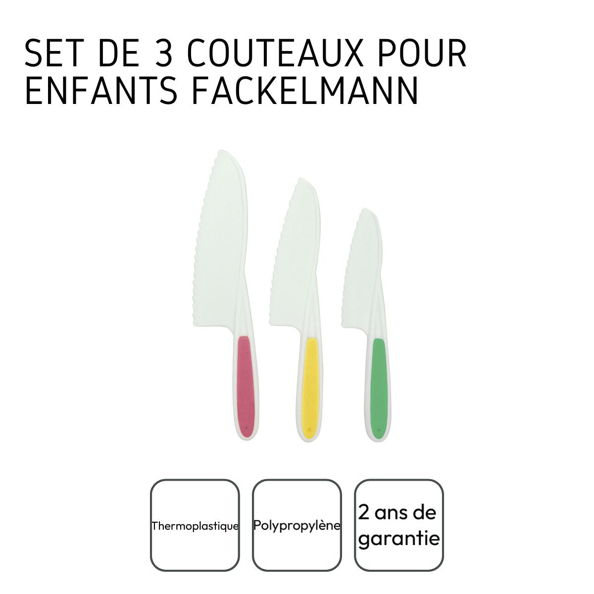 3 couteaux de cuisine pour enfants 22 à 27 cm  Mini Monster Fackelmann - Mathon - 4