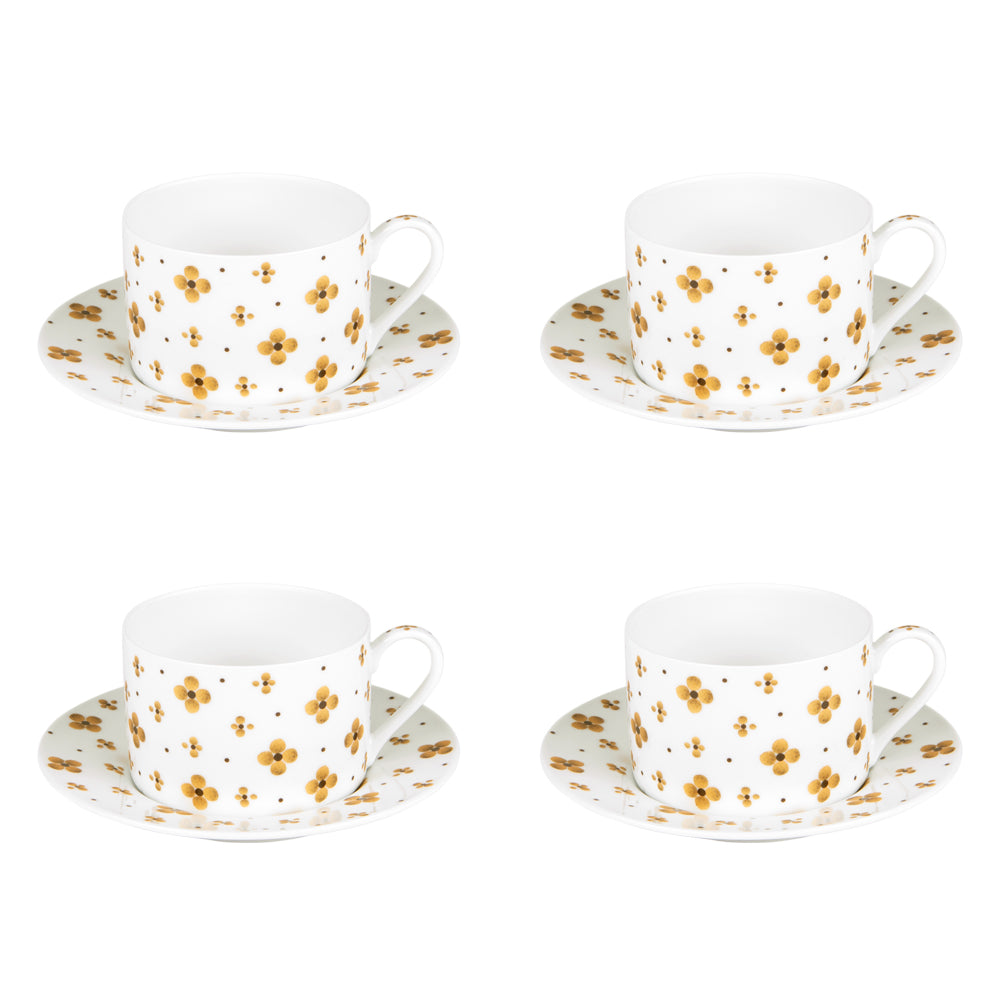 Coffret 4 tasses à thé avec sous tasses Eleor 18 cl Table passion - Mathon - 1