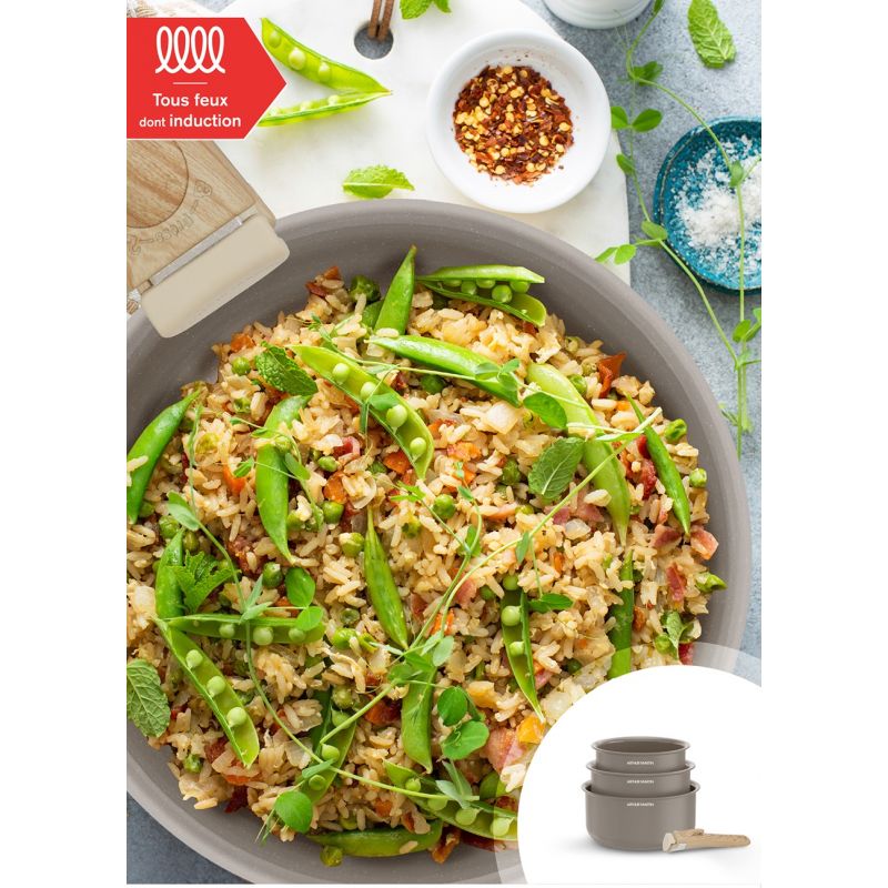 Set de 3 casseroles 16-18-20 cm poignée amovible Taupe Arthur Martin AM1122 Arthur Martin - Mathon - 4
