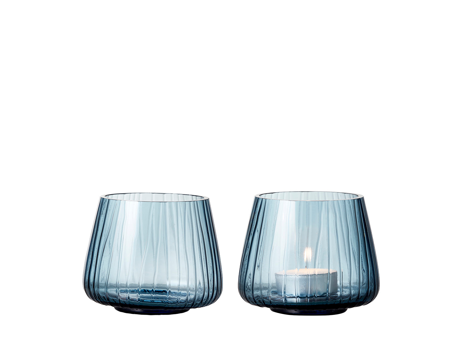 Set de 2 photophores KUSINTHA en verre Bleu Bitz - Mathon - 1