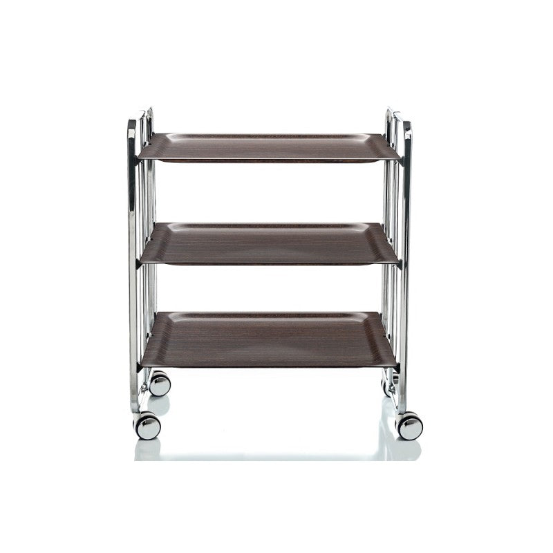 Desserte pliante 3 niveaux avec roulettes – structure chromée, bauhaus Don Hierro - Mathon - 1