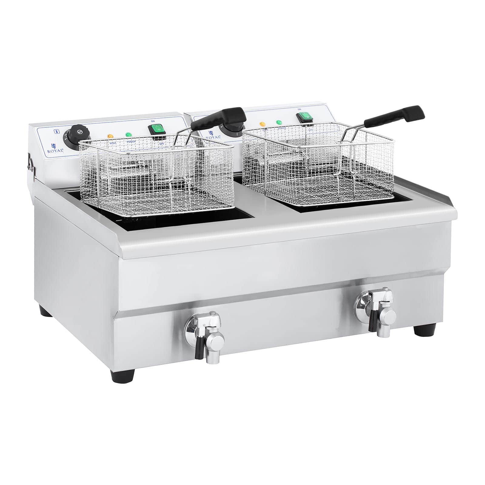 Friteuse électrique de restaurant double professionnelle 2 x 3 200 watts 2 x 16 litres au total 2 x 12 litres d