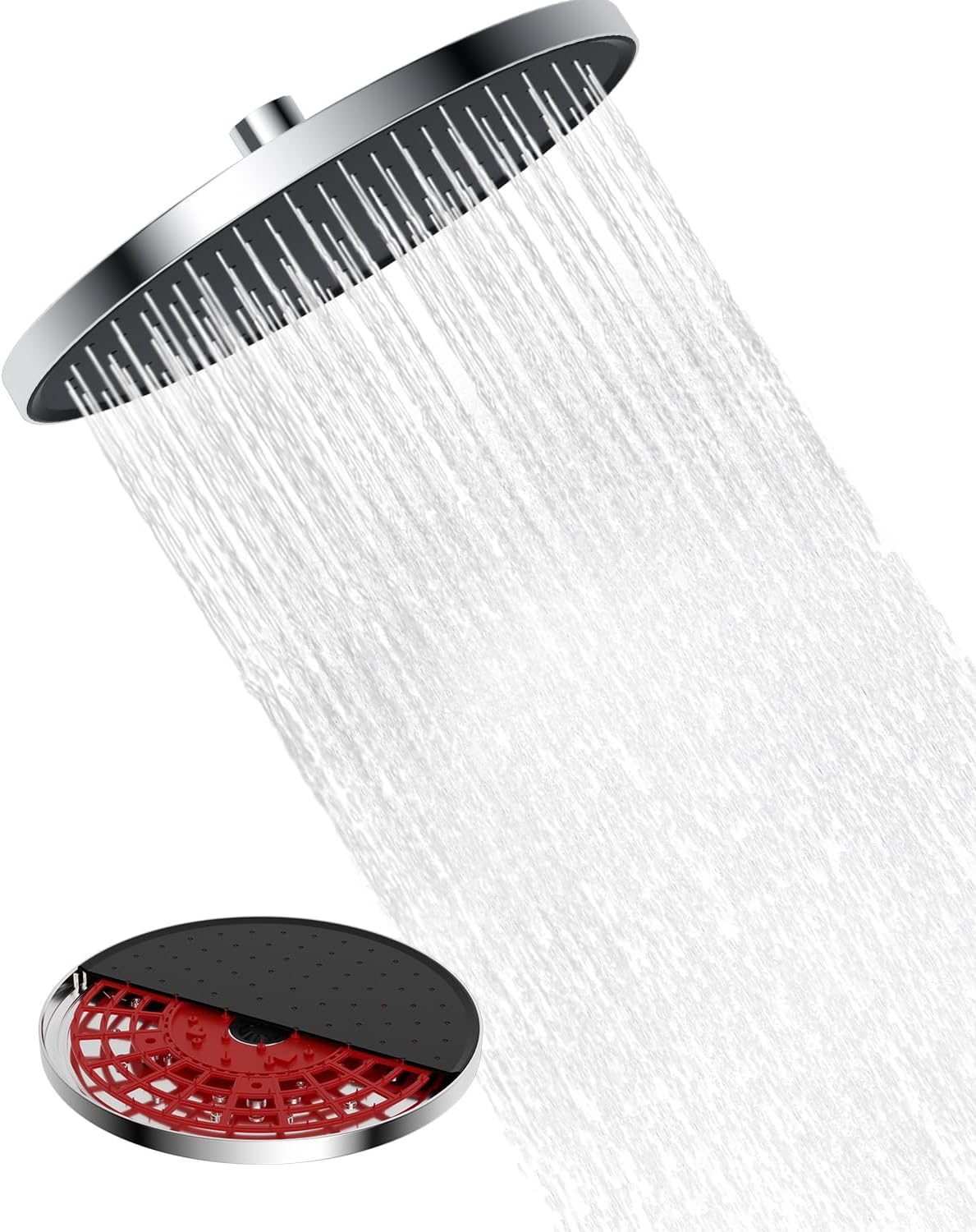 Pommeau de douche plafond rond chrome et noir 360° Vendos85 - Mathon