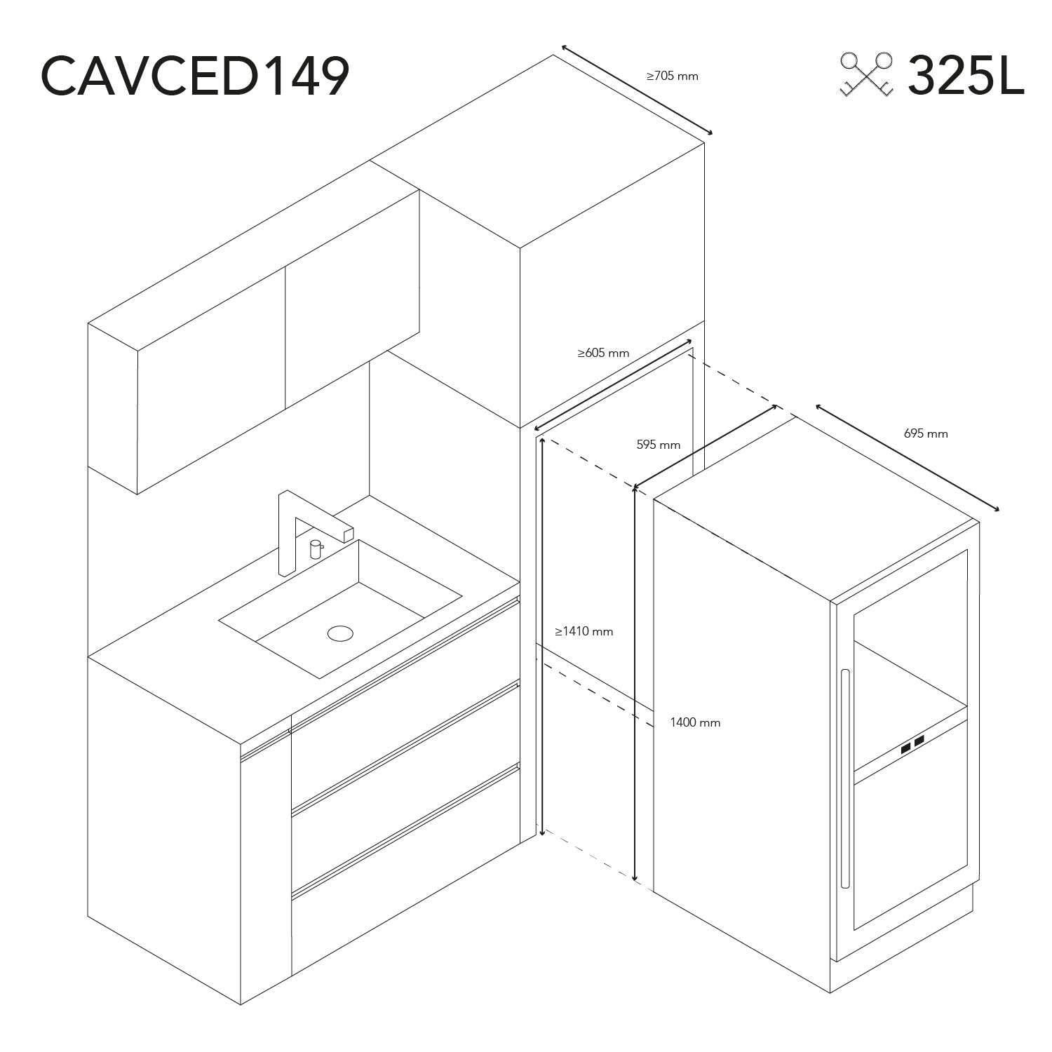 Cave à vin dual zone 149 bouteilles encastrable - CAVCED149 Les Petits Champs - Mathon - 4