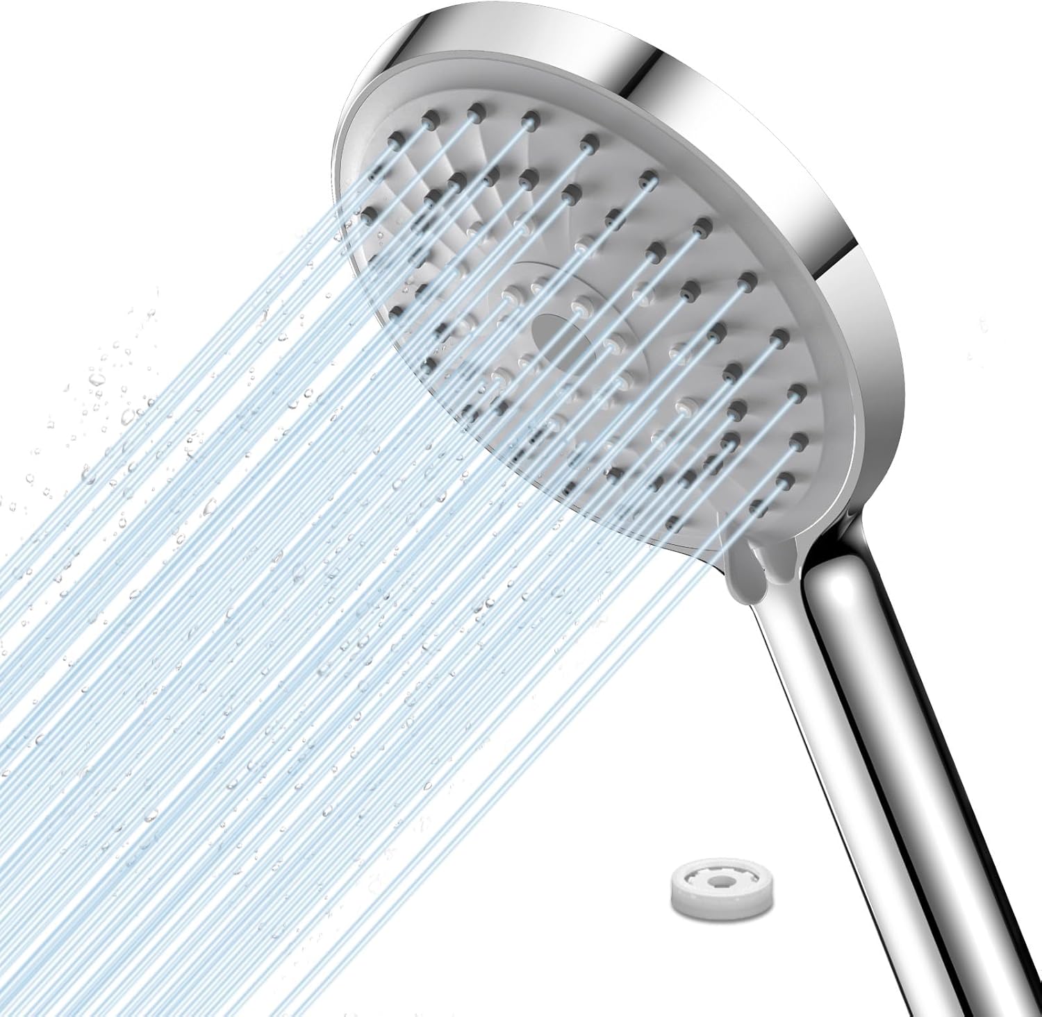 Pommeau de douche rond argenté et noir 5 jets Vendos85 - Mathon