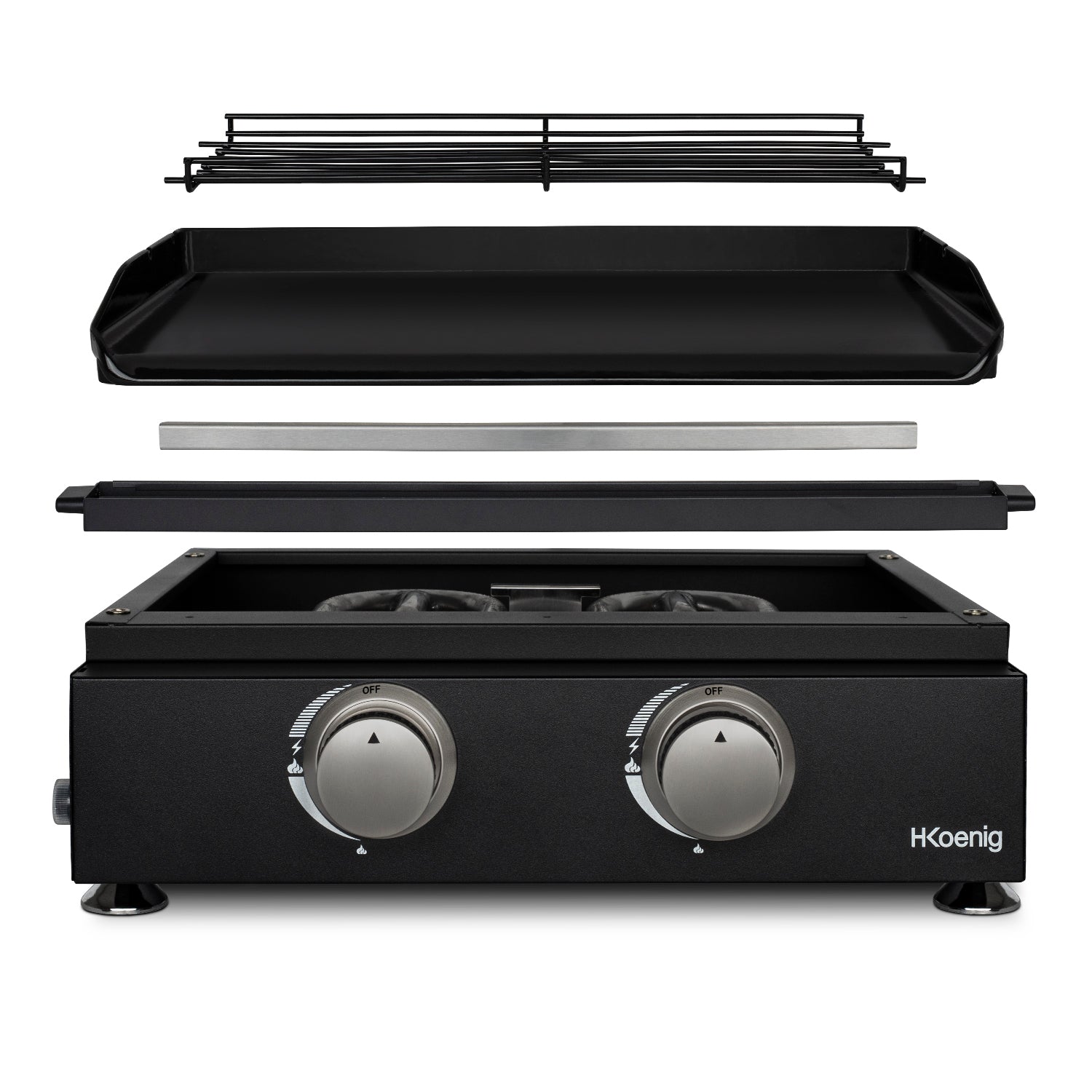 Plancha 2 brûleurs U noire fonte émaillée - PLX1022 H.Koenig - Mathon - 4