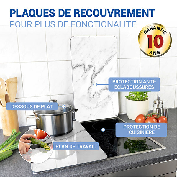 Set 2 couvre-plaques protection motif marbre Wenko by Maximex - Mathon - 4