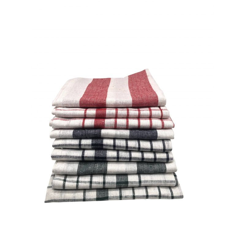 Lot de 9 torchons coton de cuisine à rayure et carreaux Cenocco CC9068 Cenocco - Mathon - 1