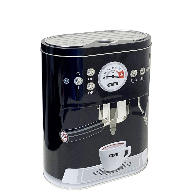 Boîte pour café décor machine à expresso, 1kg Gefu - Mathon