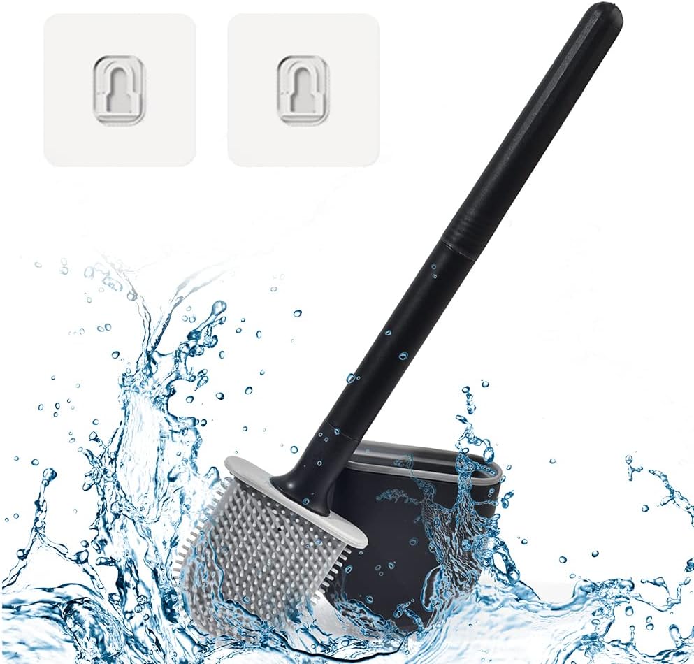 Brosse WC Silicone Noire Ronde avec Support Vendos85 - Mathon