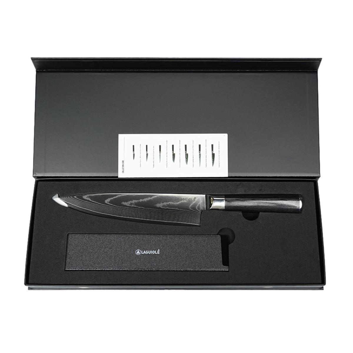Couteau de chef noir damas 34cm avec étui - "Core" Laguiole Cuisson - Mathon - 2
