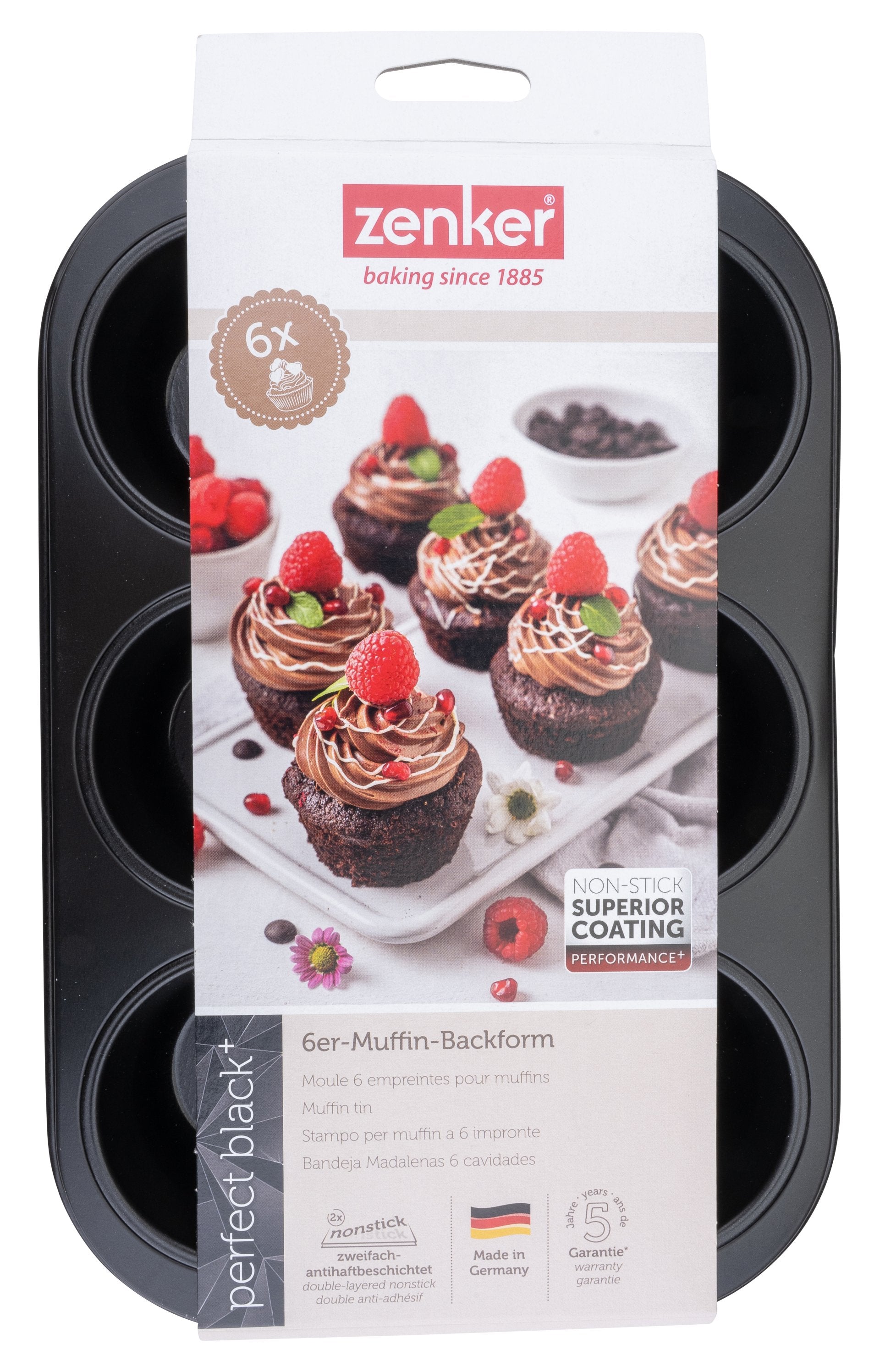 Moule à muffins 6 empreintes 28 x 19 cm Zenker Perfect Black + Zenker - Mathon - 6