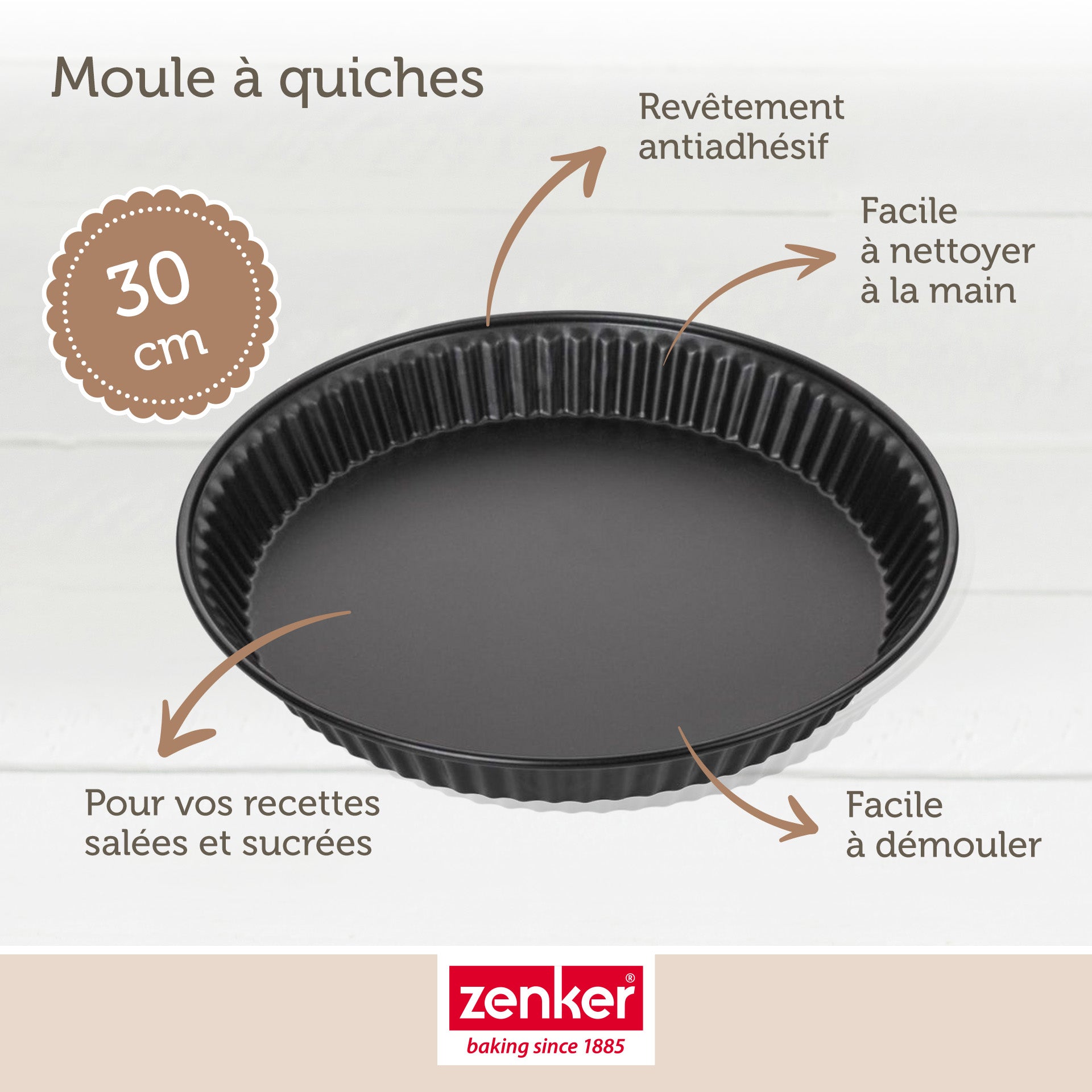 Lot de 2 moules à quiche lorraine 30 cm Zenker Spécial Countries Zenker - Mathon - 3