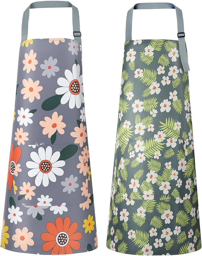 2 Tablier de cuisine ajustable unisexe motif fleurs Vendos85 - Mathon