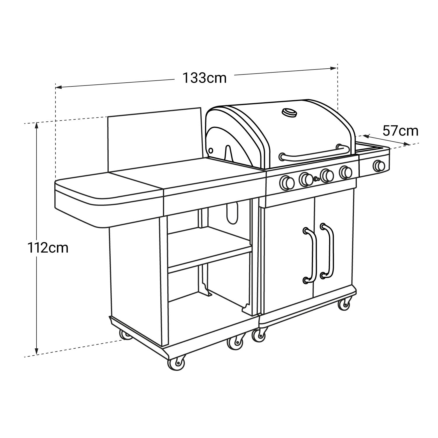 Barbecue au gaz FIDGI 4 avec desserte Cook
