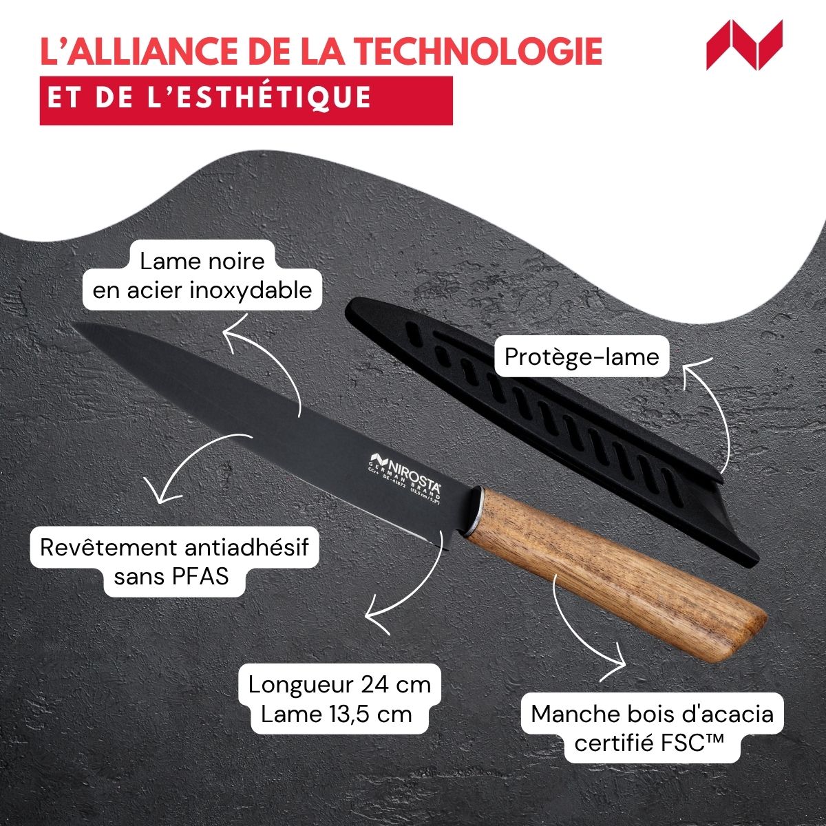 Couteau d’office universel 24 cm  Flow Nirosta - Mathon - 3