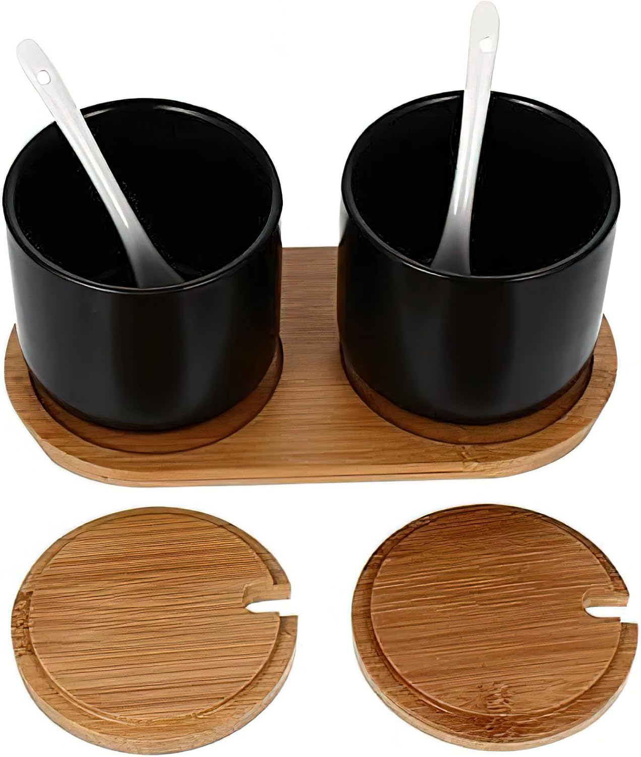 Ensemble Pots à Épices Céramique Noirs avec Cuillère Vendos85 - Mathon