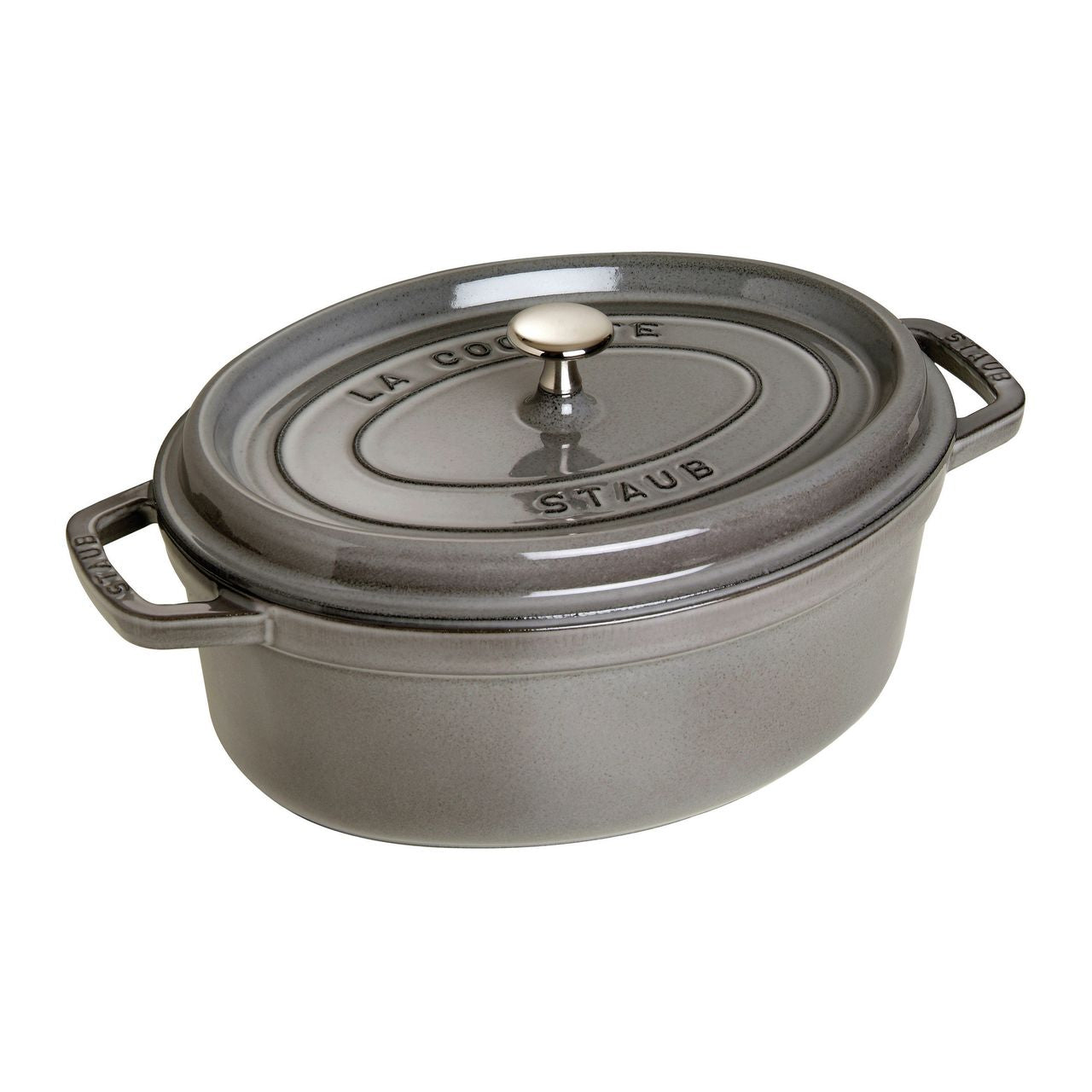 Cocotte 37 cm, Fonte, Ovale, Gris graphite Staub - Mathon - 1