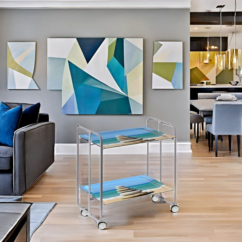 Desserte pliante 2 niveaux avec roulettes – structure gris aluminium, bauhaus Don Hierro - Mathon - 2