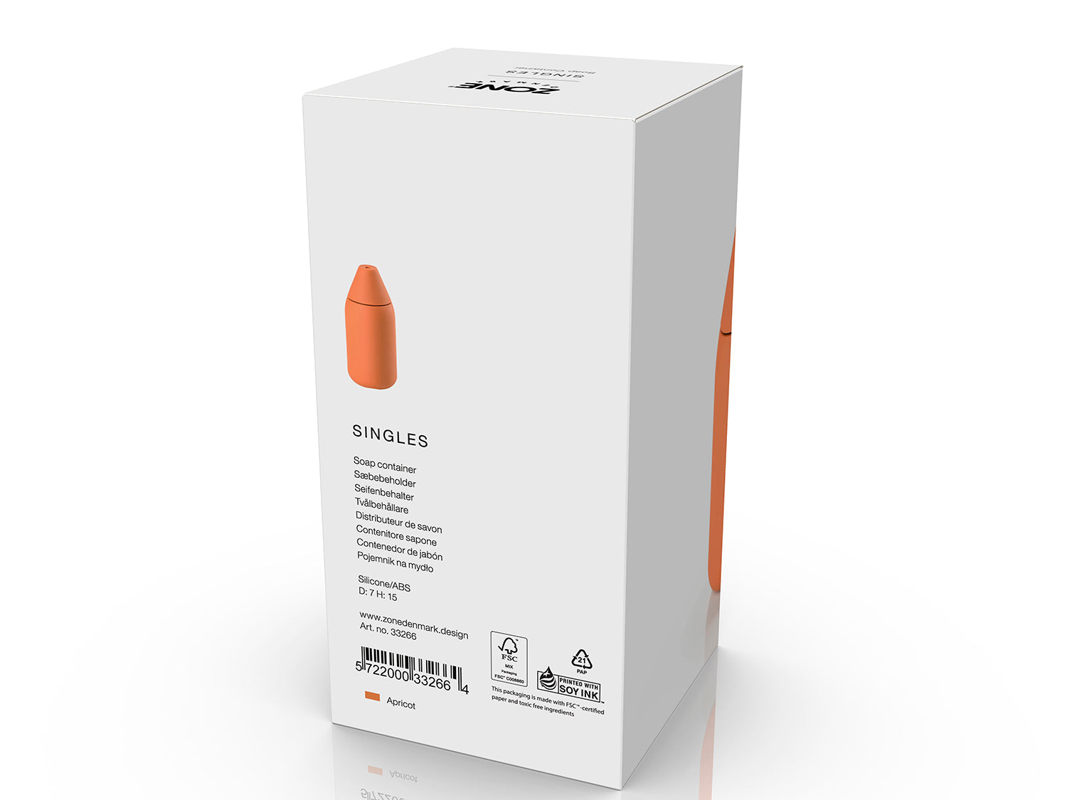 Distributeur de savon SINGLES en abs et silicone Abricot Zone Denmark - Mathon - 3