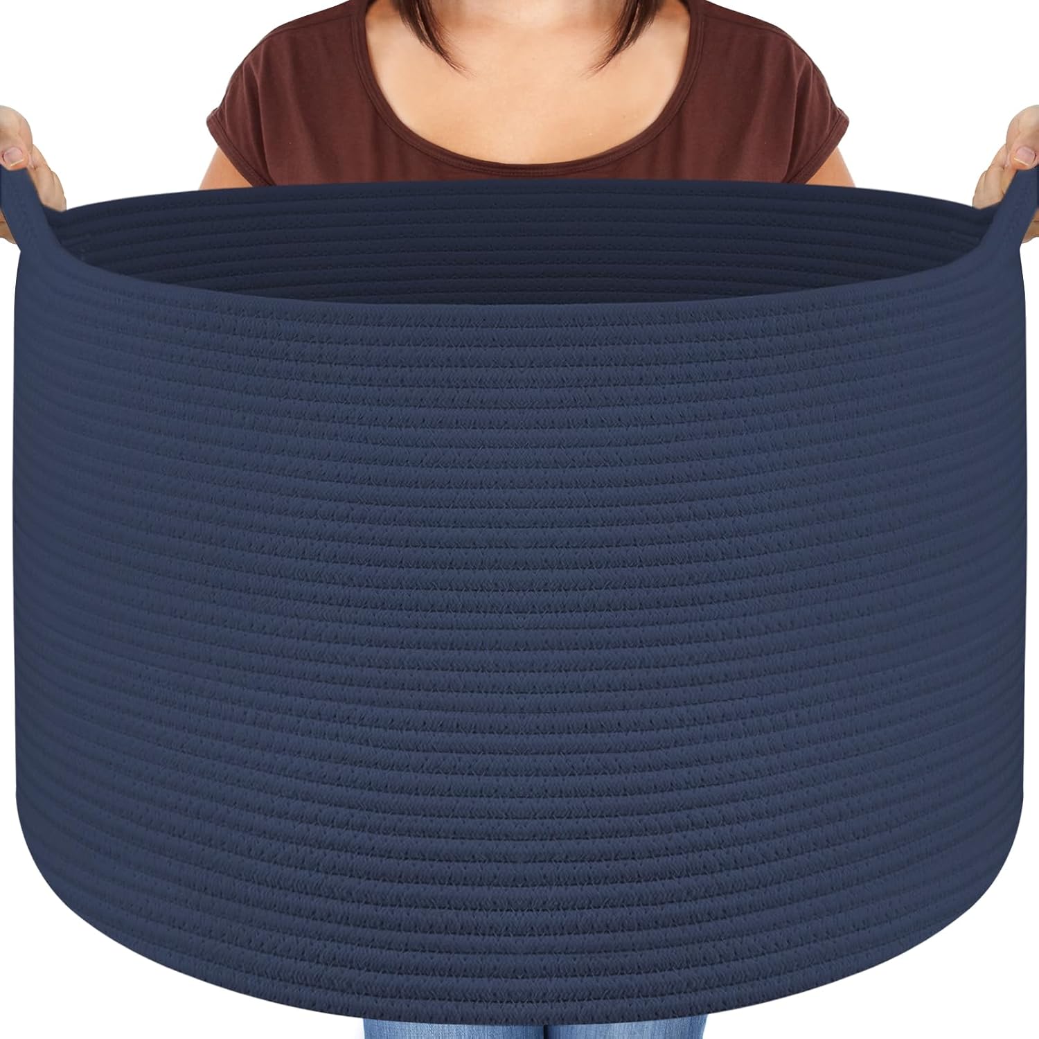 Grand panier à linge XXXL en coton bleu pliable Vendos85 - Mathon