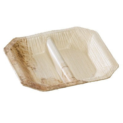 10Pcs - Coupelle carrée en palmier 2 compartiments  100x100x15mm FirstPack - Mathon - 1