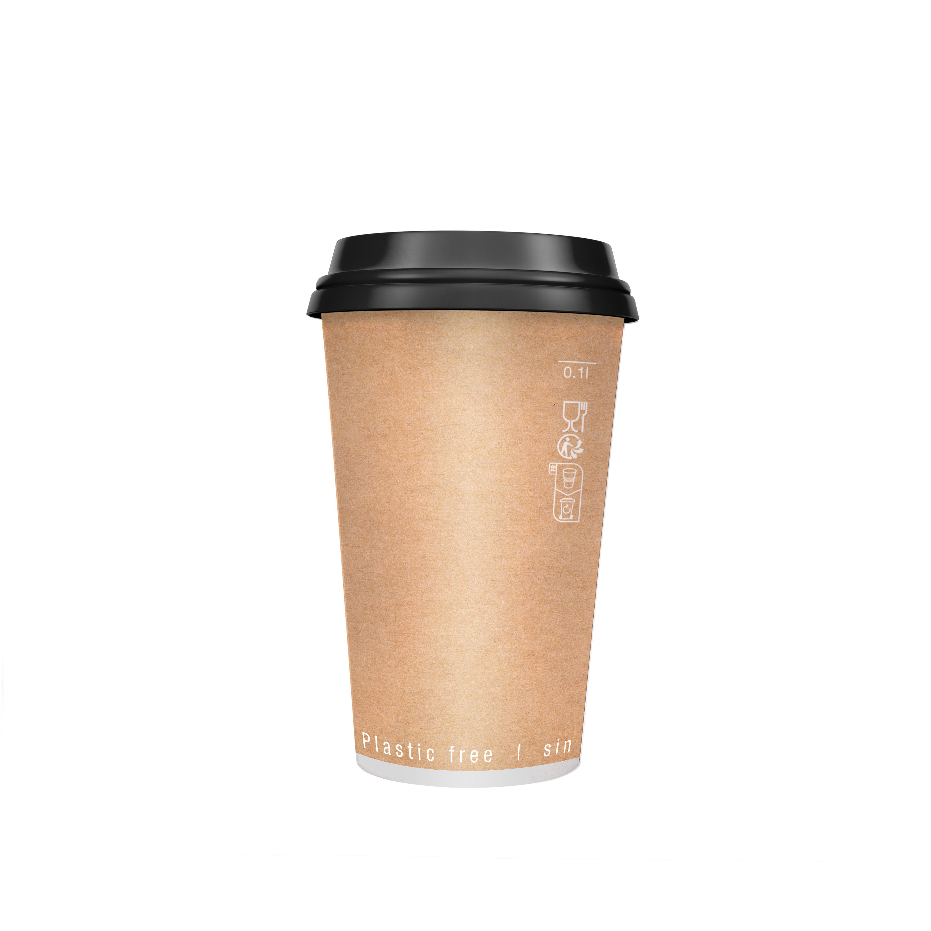 Gobelet Carton Double Paroi Kraft Avec Pla  - 340 ml - 9 cm x 5.8 cm x 11.2 cm - 25 unités FirstPack - Mathon