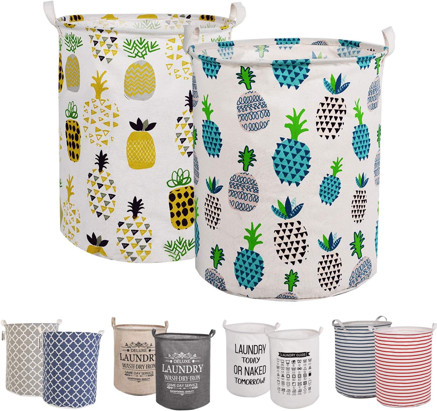 Panier à linge pliable 63L motif Ananas Vendos85 - Mathon