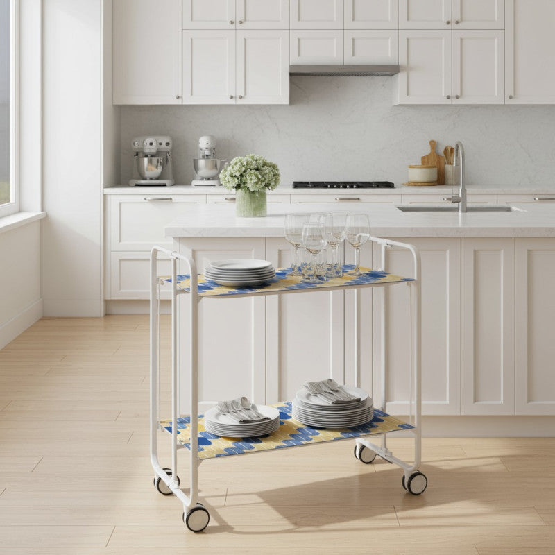 Desserte pliante 2 niveaux avec roulettes – structure blanche, bauhaus Don Hierro - Mathon - 3