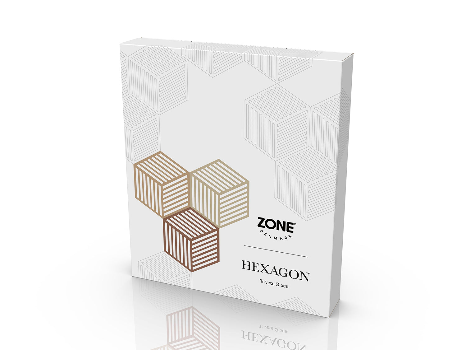 Set de 3 dessous-de-plat HEXAGON en silicone Kaki/Sable chaud/Amande Zone Denmark - Mathon - 4