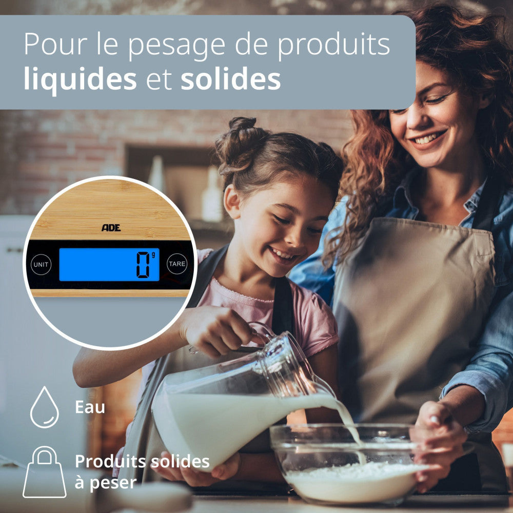 Balance De Cuisine Digitale - Ade - Ramona - Bambou - 23 X 18 X 2 Cm - Inclus 2 Piles Cr2032 ADE - Mathon - 5