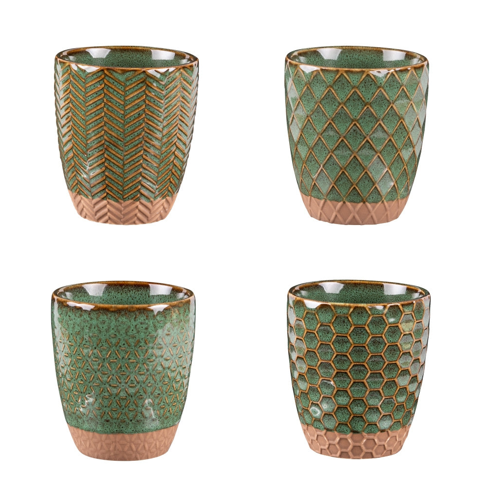 Coffret de 4 gobelets Jaspe 20 cl vert Table passion - Mathon - 1