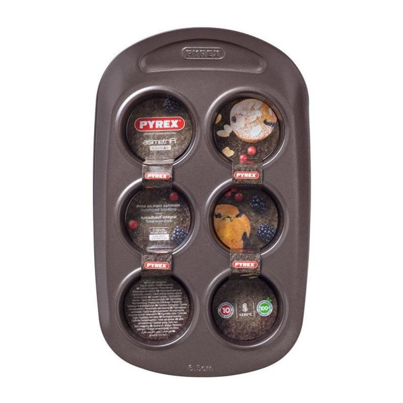 Moule A Muffin -   - 1452001 - Rond - Acier Carbone - Antiadhésif - 6 Cavités Pyrex - Mathon - 4