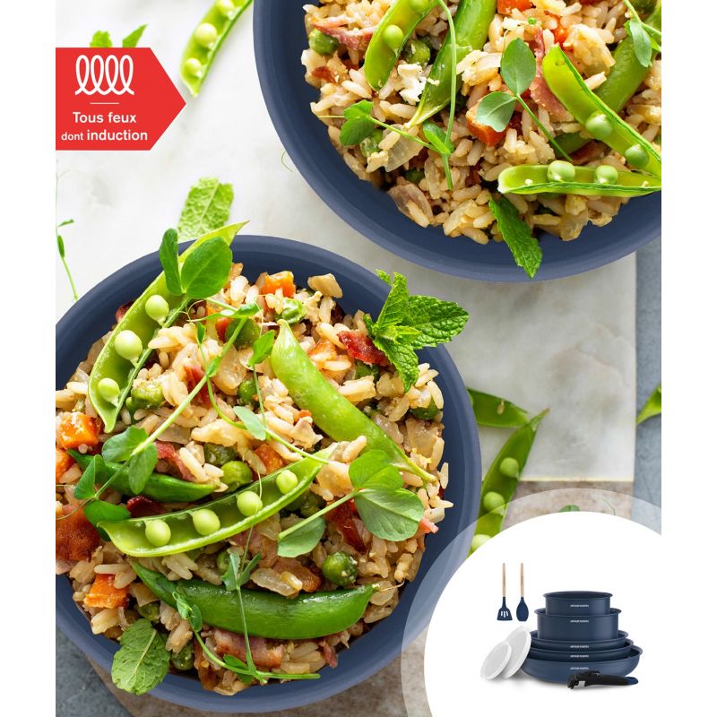 Batterie de cuisine 10 pièces poignée amovible Bleu Arthur Martin AM6455 Arthur Martin - Mathon - 4