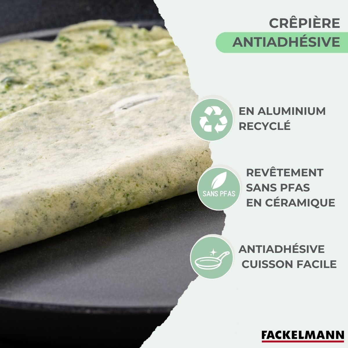 Crêpière 26 cm aluminium revêtement céramique antiadhésif sans PFAS  Brandao Fackelmann - Mathon - 4