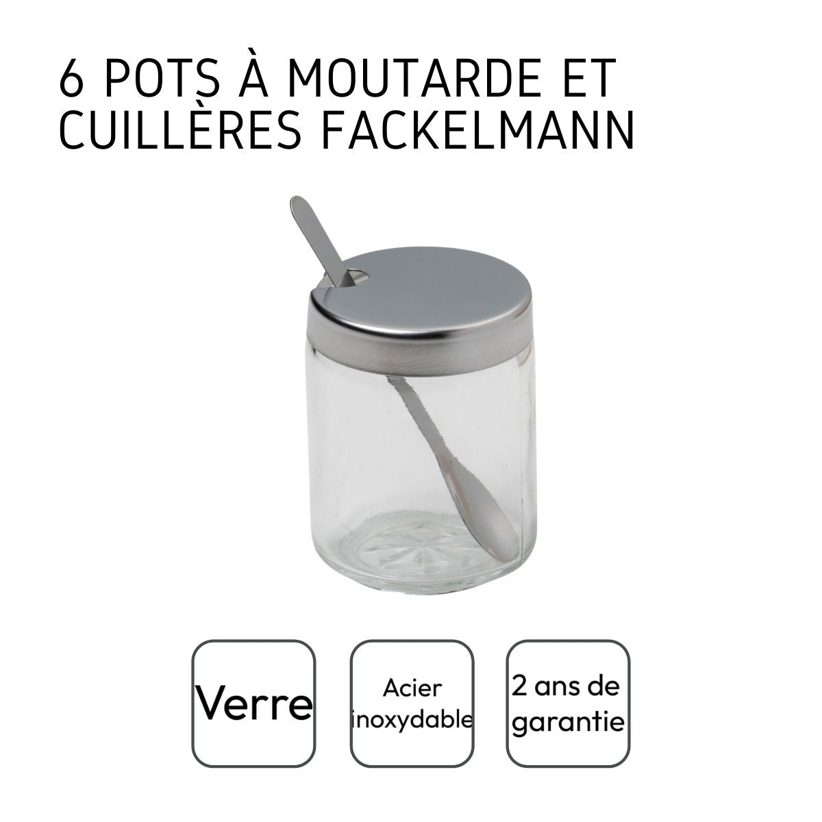 Lot de 6 pots à moutarde avec cuillère Fackelmann - Mathon - 6