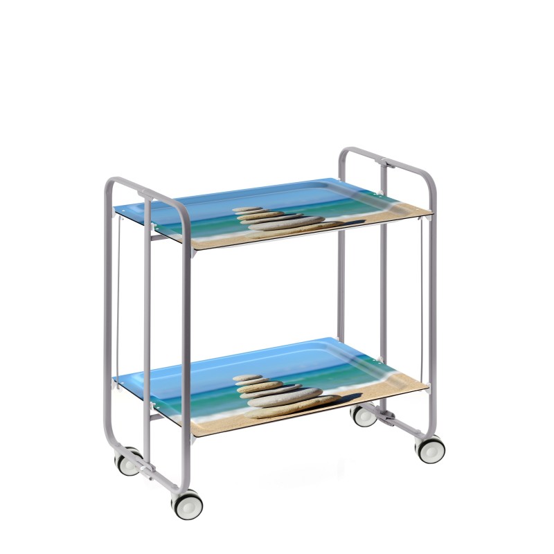 Desserte pliante 2 niveaux avec roulettes – structure gris aluminium, bauhaus Don Hierro - Mathon - 1